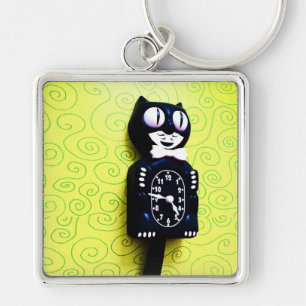 Llavero antiguo del reloj del gato del equipo