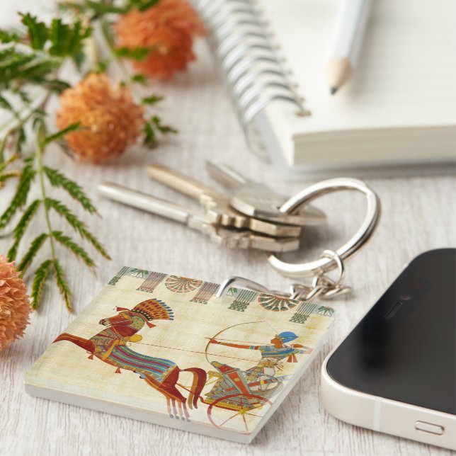 Llavero Antiguo Egipto Faraón Ramsés II Papiro de caballos (Frente Derecha)