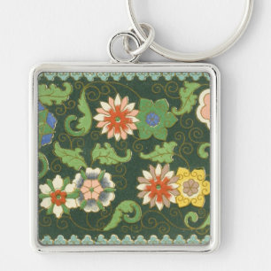 Llavero Antiguo patrón chino de cloisonné: jade verde
