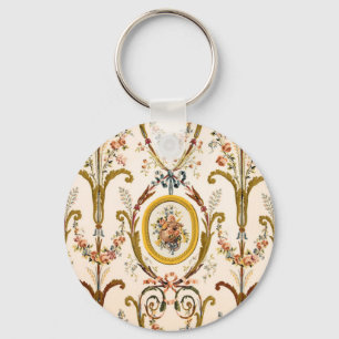 Llavero Antiguo Rococo Floral Gold Cream Elegante