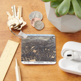 Llavero Antique Aerial City Map of San Antonio, Texas 1873