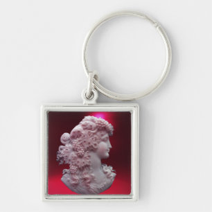 LLAVERO ANTIQUE CAMEO, LADY WITH GRAPES AND GRAPEVINES