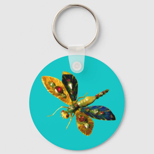 Llavero ANTIQUE DRAGONFLY JEWEL Aqua Blue, Verde azulado (Anverso)