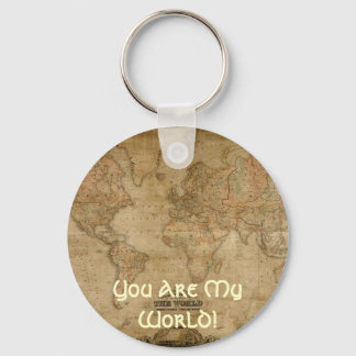 Llavero Antique Map You Are My World Romantic Keychain