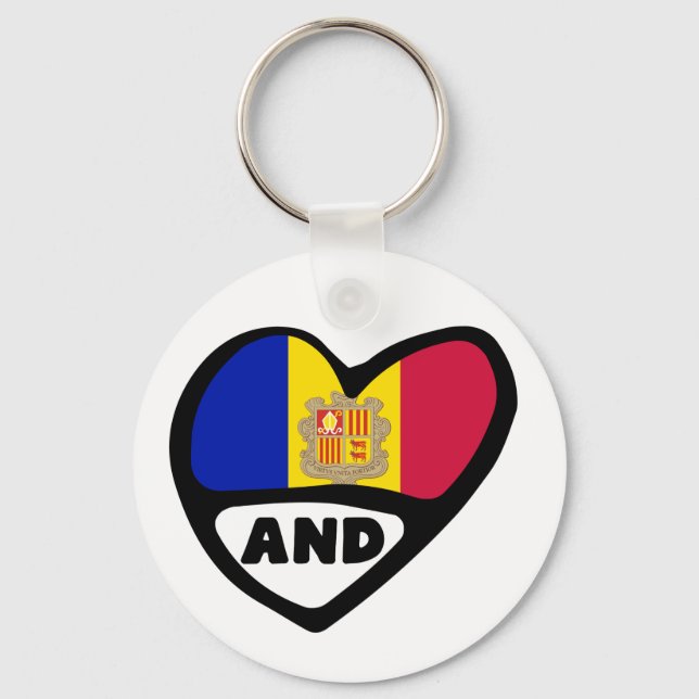 Llavero Anuncio de Corazón de la Bandera de Andorra (Anverso)