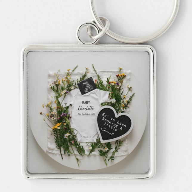 Llavero Anuncio de embarazo con flores silvestres regalo d (Frente)