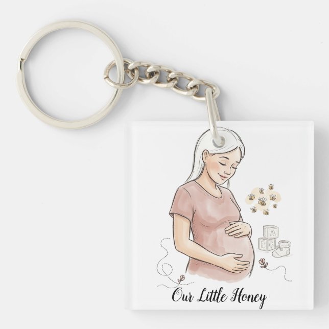 Llavero Anuncio de Embarazo Mama To Bee Cute (Frente)