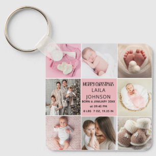Llavero Anuncio de nacimiento personalizado 8 fotos Navida