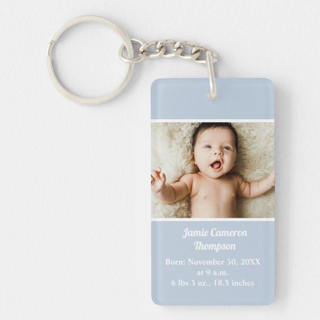 Llavero Anuncio personalizado de nacimiento de fotos de re (Frente)