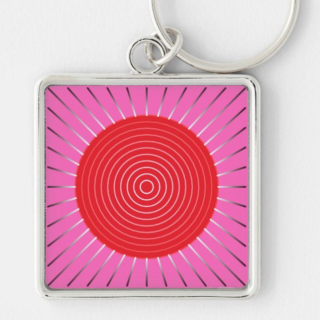 Llavero Aparición geométrica moderna - Fuchsia y rojo (Frente)