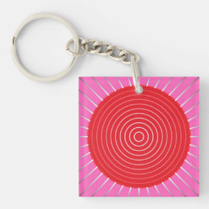 Llavero Aparición geométrica moderna - Fuchsia y rojo