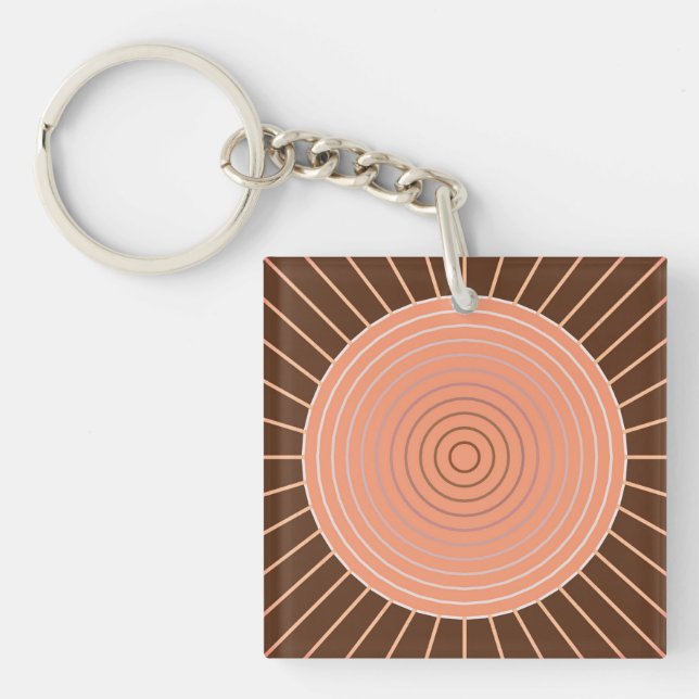 Llavero Aparición geométrica moderna - Peach y Brown (Frente)