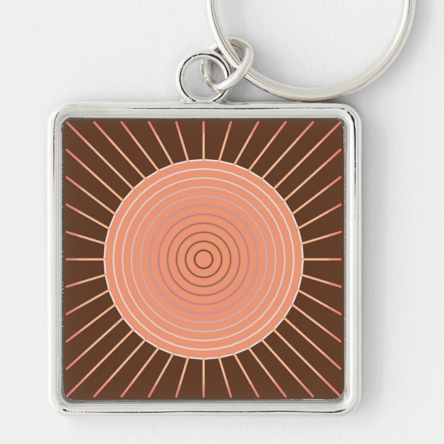 Llavero Aparición geométrica moderna - Peach y Brown (Frente)