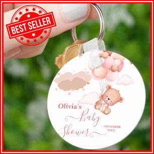 Llavero Apenas Podemos Esperar Oso Rosa Chica Baby Shower