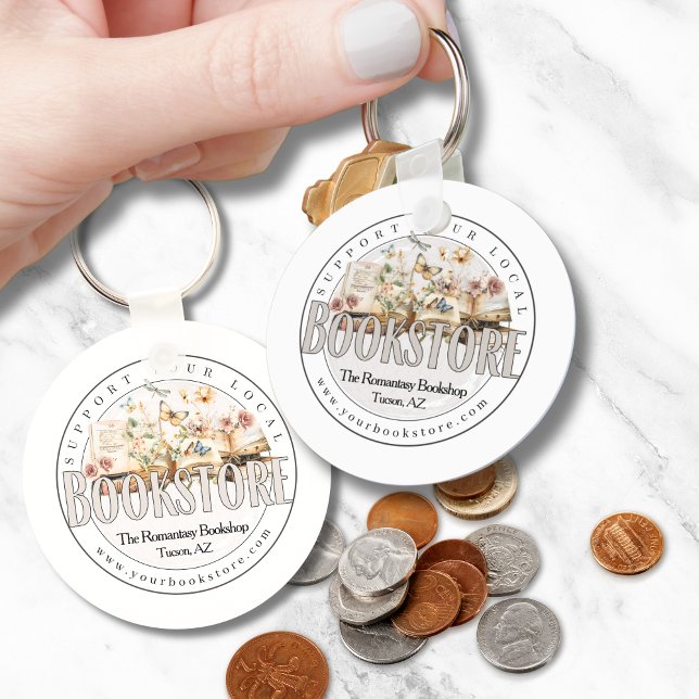 Llavero Apoya a su Personalizado local de Bookstore Book C (custom personalized book store bookshop keychains for marketing advertising book club shop local)