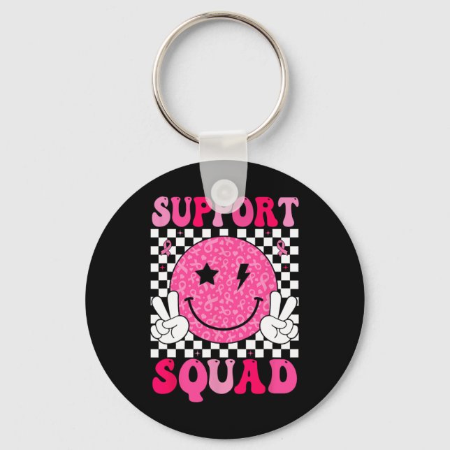 Llavero Apoyar la sonrisa de cinta rosada Squad Face Mama  (Anverso)