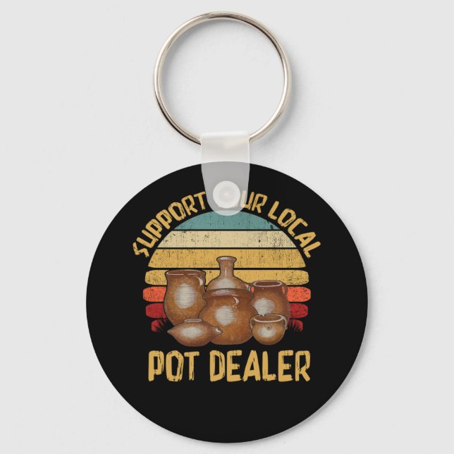 Llavero Apoye la vendimia de cerámica de pota local (Anverso)