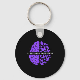 Llavero apoyo a la conciencia del cerebro morado de Alzhei