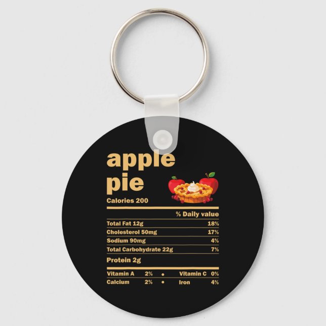 Llavero Apple Pie Nutrition Hechos Divertido Día de Acción (Anverso)