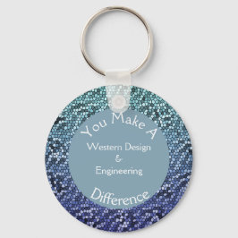 Llavero Apreciación de los empleados Mosaic Blue Tiles Gra