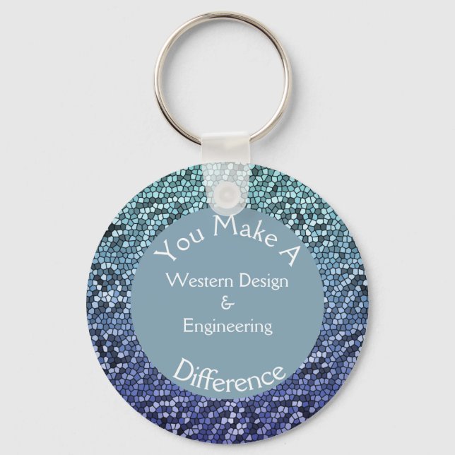 Llavero Apreciación de los empleados Mosaic Blue Tiles Gra (Anverso)