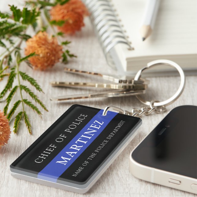 Llavero Apreciación del personalizado Thin Blue Line Polic (Frente Derecha)