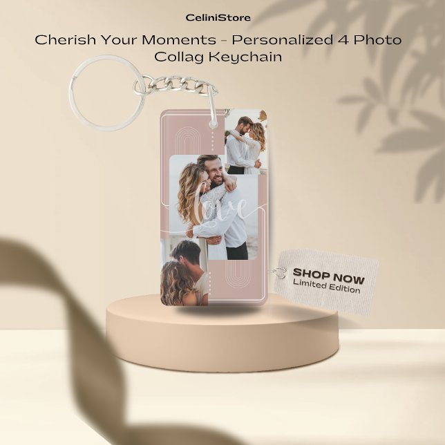 Llavero Apreciar tus momentos - Collag de fotos personaliz (Personalised Photo Keyring, Custom Keychain, Personalised Keyrings Anniversary Gift Boyfriend Girlfr)