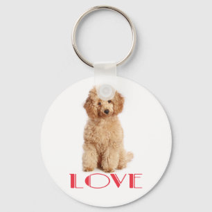 Llavero Apricot Poodle Puppy Perro Red Love Key Chain