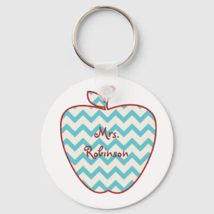 Llavero Aqua Chevron Apple Teacher