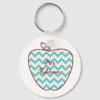 Llavero Aqua Chevron Apple Teacher