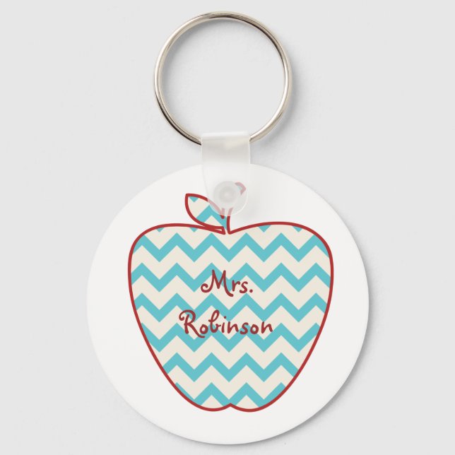 Llavero Aqua Chevron Apple Teacher (Anverso)