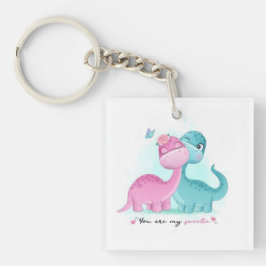 Llavero Aqua gemela y dinosaurio rosado
