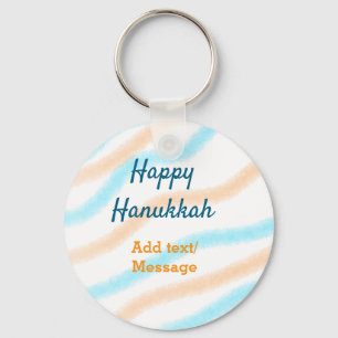 Llavero Aqua naranja feliz Hanukkah agregar mensaje de tex