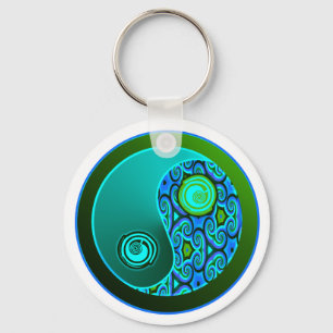 Llavero Aqua Swirls Yin Yang