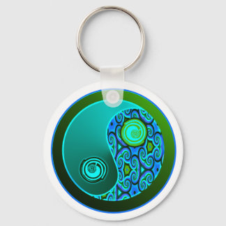 Llavero Aqua Swirls Yin Yang