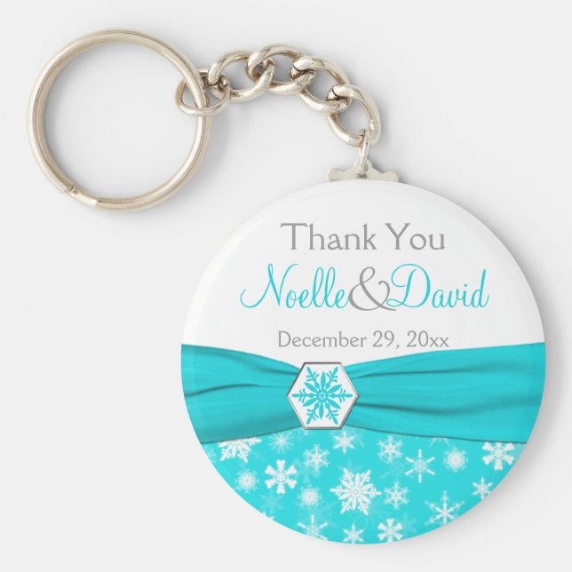 Llavero Aqua, White, Copo De Nieve Gris Gracias Cadena De  (Frente)