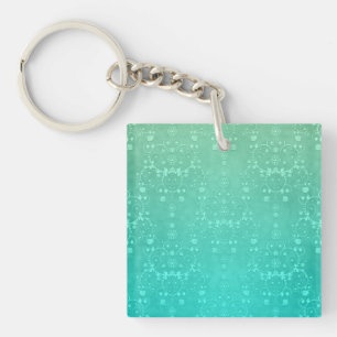 Llavero Aquamarina Verde Menta Azul Claro Estampado Fancy 