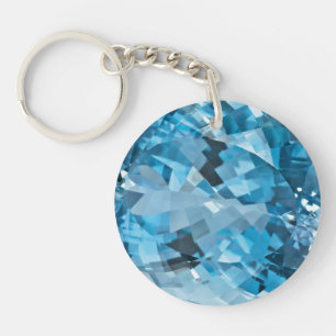 Llavero Aquamarine azul claro marzo Birthstone de la