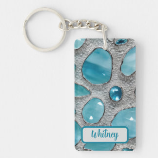 Llavero Aquamarine y Silver Inspired Keychain (05)