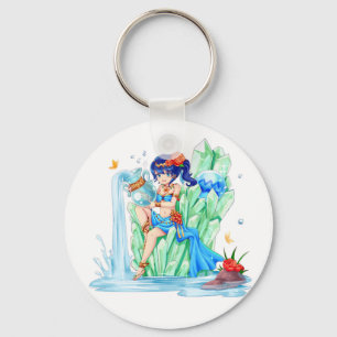 Llavero Aquarius, bebé de enero, cadena de claves zodiac,