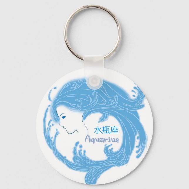 Llavero Aquarius con símbolos chinos (Anverso)