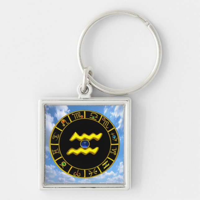 LLAVERO AQUARIUS/GOLD ZODIAC BIRTHDAY JEWEL (Frente)