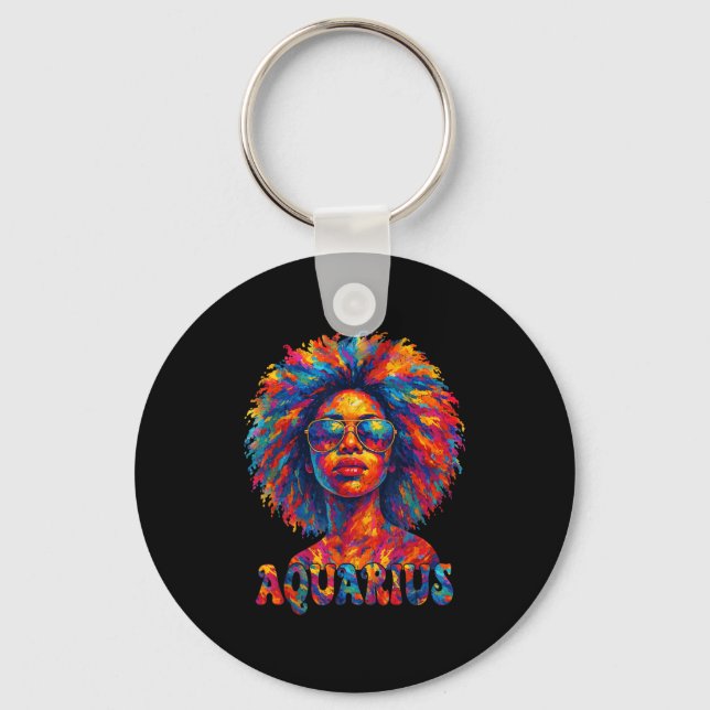 Llavero Aquarius Queen Afro Art African American Women Zod (Anverso)