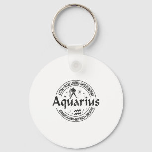 Llavero Aquarius Virtues Estilo Vintage Diseño Zodiaco, Aq