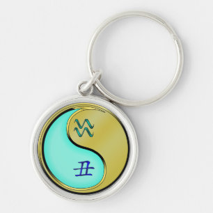 Llavero Aquarius y Ox Metalizado