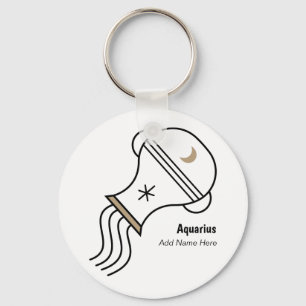 Llavero Aquarius zodiac cumpleaños oro negro