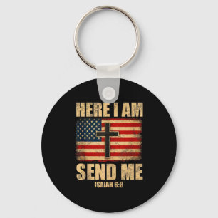 Llavero Aquí estoy envíame Isaías 6_8 Bandera Americana Cr