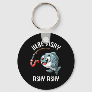 Llavero Aquí Pesca Pescador Gracioso Gusano Cute Pescador
