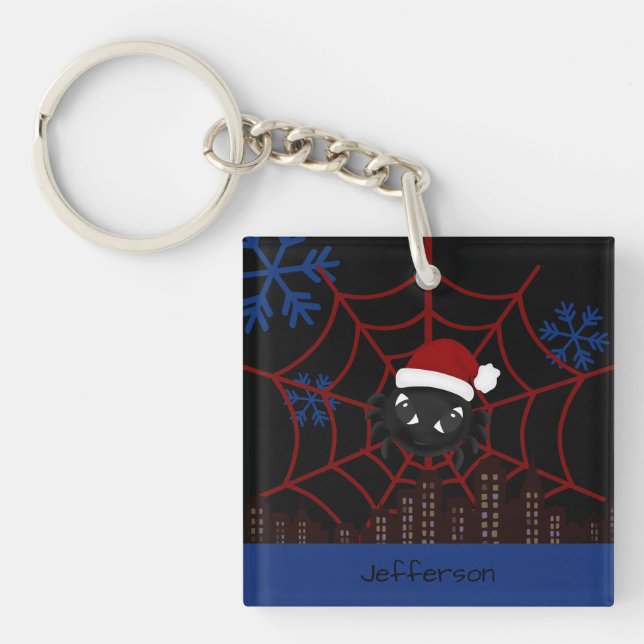 Llavero Araña de Navidad Personalizada Cute  (Frente)