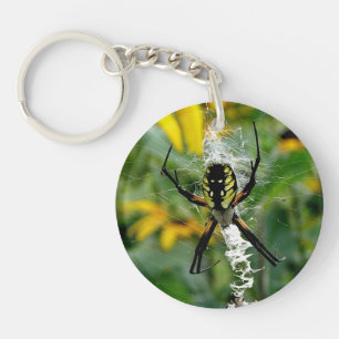 Llavero Araña de Orb Foto Impresionante en Telaraña